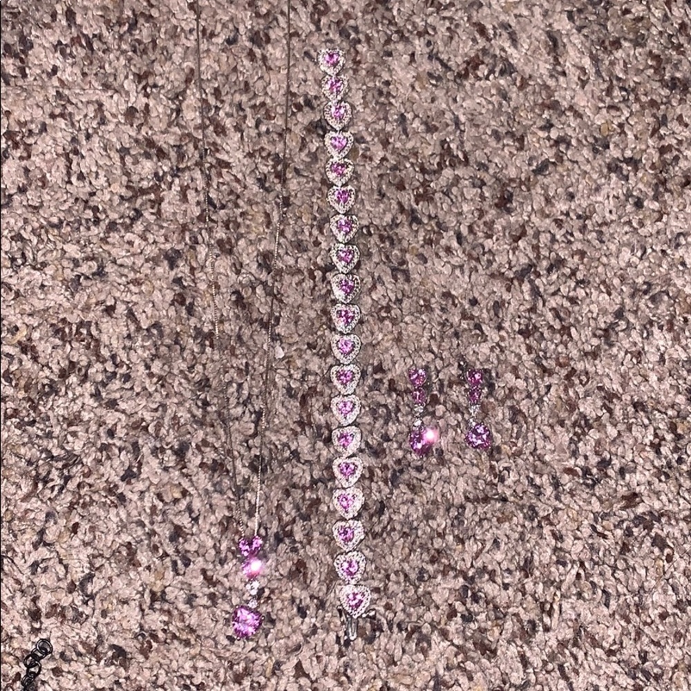 Zales Pink heart necklace, bracelet, and earrings!
